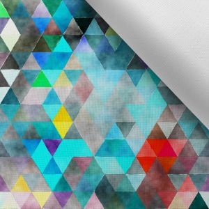 Waterafstotend polyester TD/NS bedrukt driehoeken turquoise