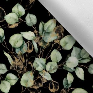 Waterafstotend polyester TD/NS bedrukt Eucalyptus zwart