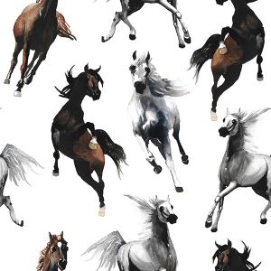 Tricot / Jersey Dona 180 cm wilde paarden