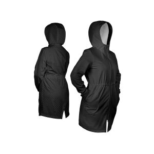 Paneel met patroon 40 voor softshell damesjas witte stippen 4mm op zwart