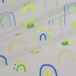 Polyester Tricot / Jersey voor t-shirts fluo regenboog