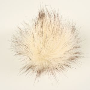 Pompon premium uit imitatiebont 11-12cm ecru met bruine haren