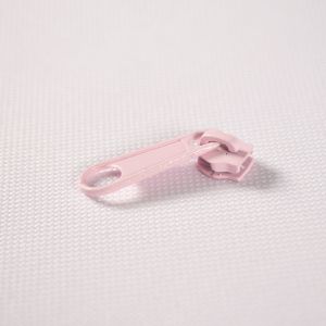 Metalen schuiver voor rits met hanger #3 mm lichtroze
