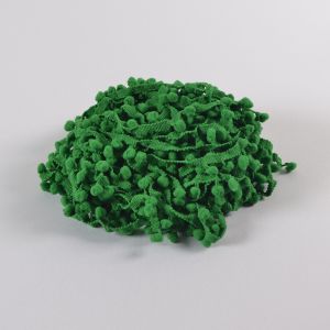 Bolletjesband met pompons 1cm groen