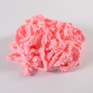 Bolletjesband met pompons 0,5cm roze