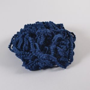 Bolletjesband met pompons 0,5cm donkerblauw