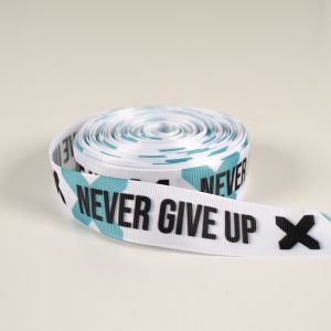Band 25mm motivatie quotes blauw - Never give up