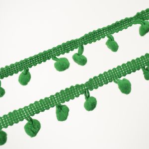 Bolletjesband met pompons 1cm groen / 18,5m