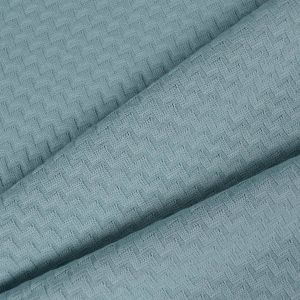 Gebreide stof 100% katoen zigzag grijsblauw