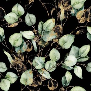 Chiffon mat semi-transparant eucalyptus zwart