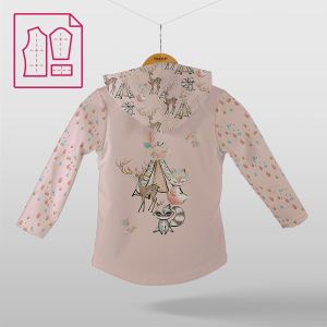 Paneel met patroon voor softshell jas indiana girl pink 110