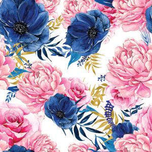 Paneel voor PUL overbroekje bloemen roze blauw