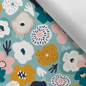 Waterafstotend polyester TD/NS bedrukt vrolijke bloemen - groot patroon