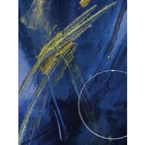 Functionele Jogging sweatstof PANEEL 78 x 104 cm schilderij goud op blauw